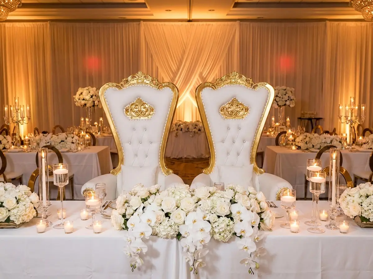 Gold throne chairs rental Tampa